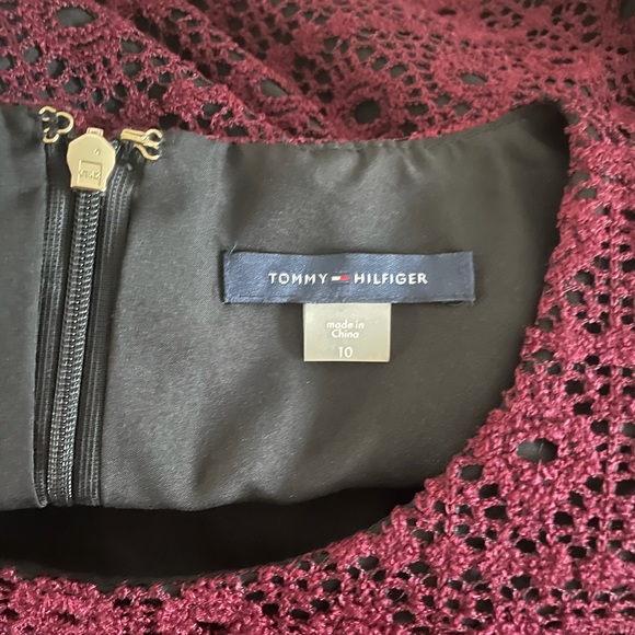 Tommy Hilfiger women’s 10 Red Merlot Dress A-line Crochet Knit Cocktail - Picture 6 of 6